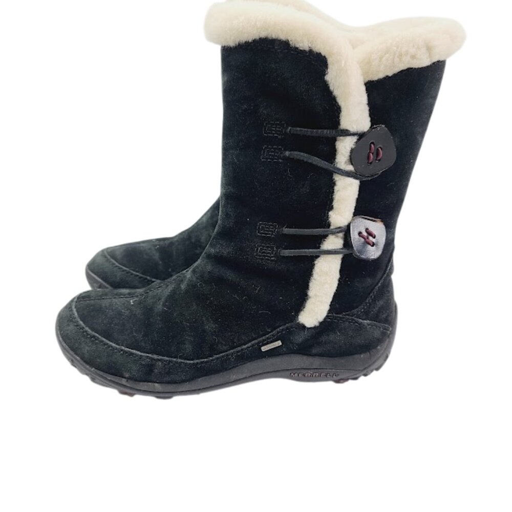 Merrell Women's Black Yarra Suede Fur Outdoor Mid-Calf Winter Boots Size 7.5